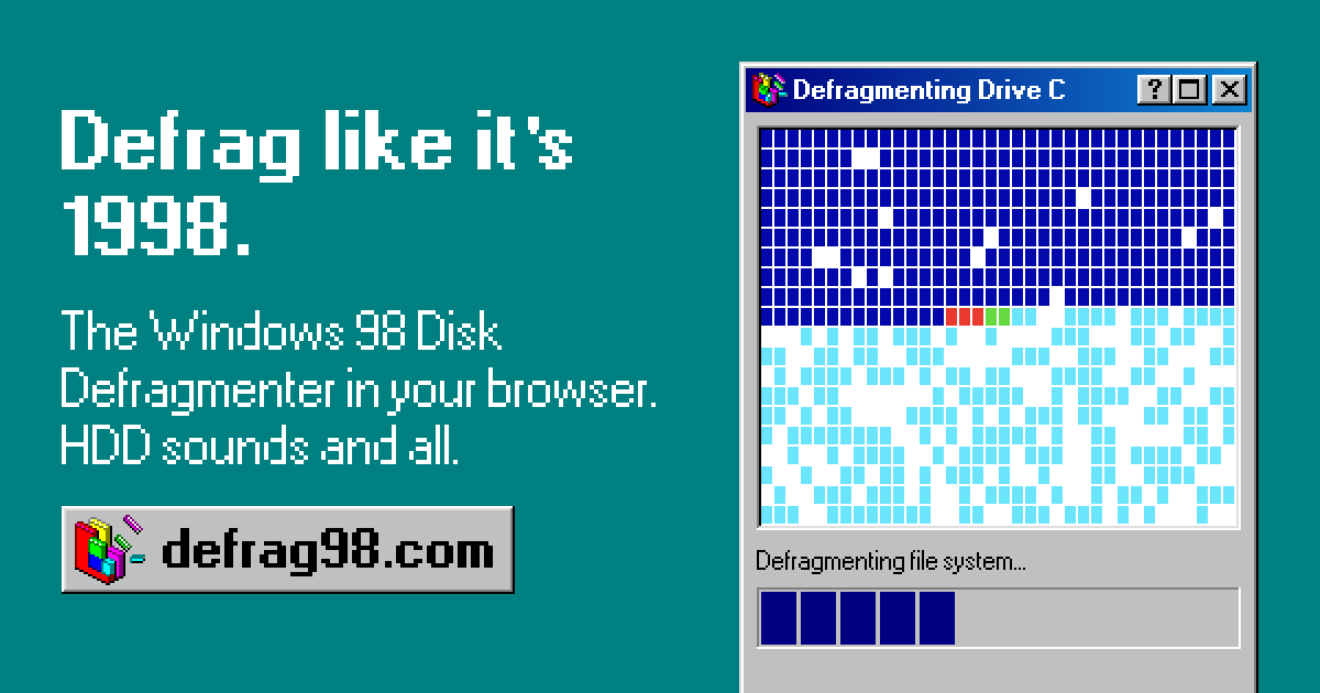 Windows 98 Disk Defrag Simulator