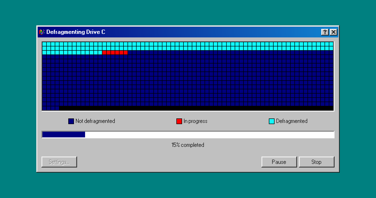 Windows 98 Disk Defrag Simulator screenshot